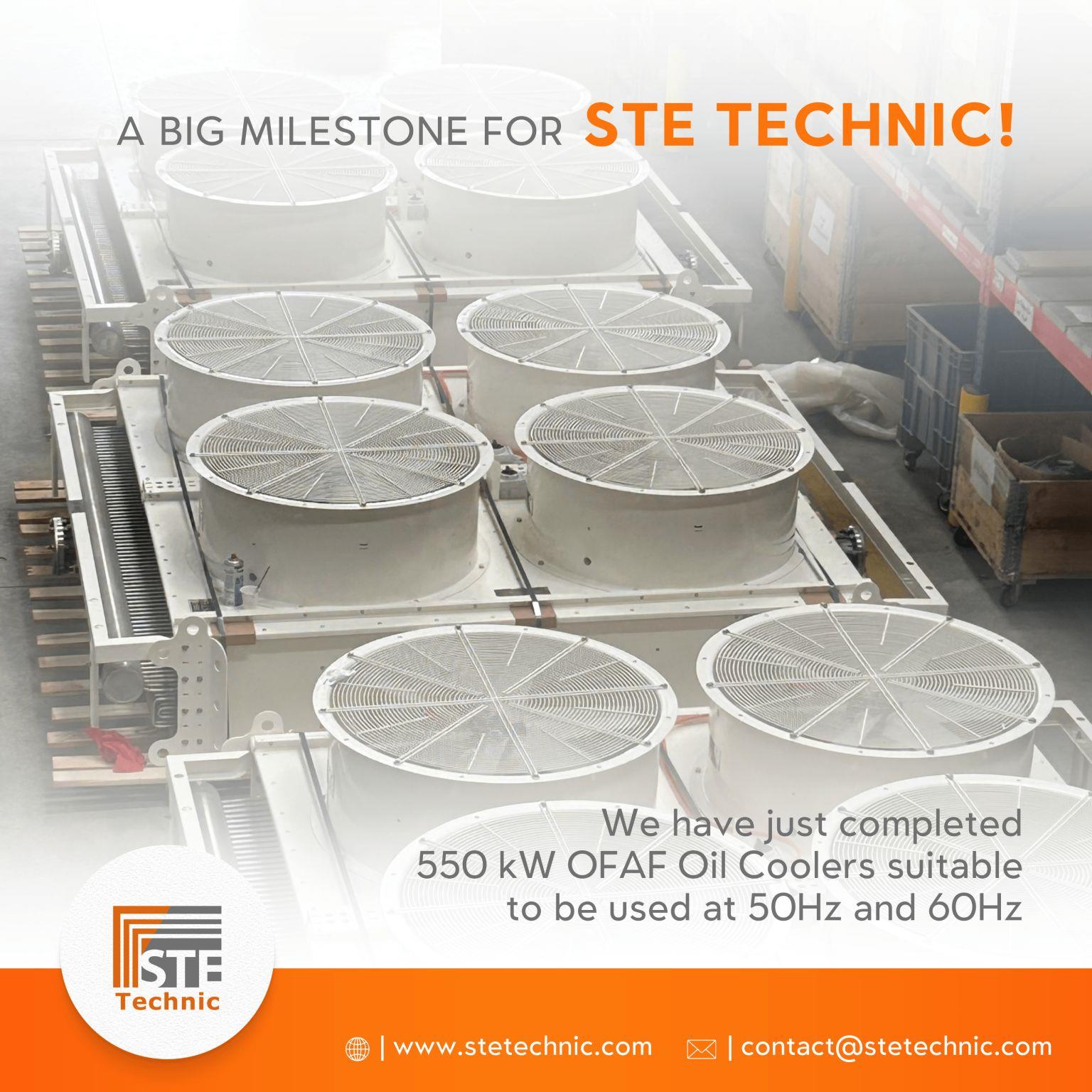 50 Hz ve 60 Hz’de Çalışmaya Uygun 550 kW OFAF Yağ Soğutucuları